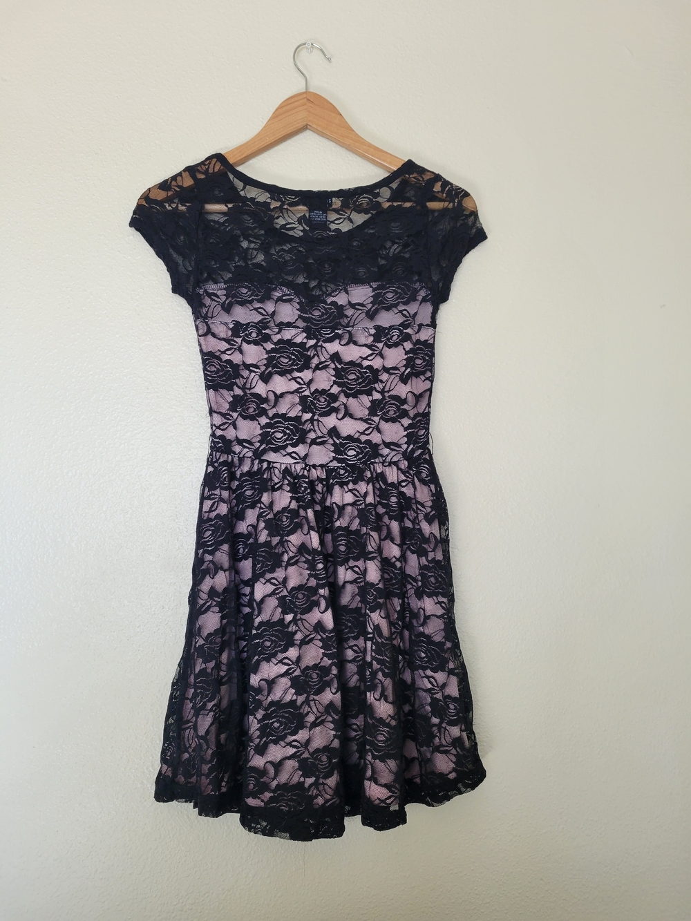 Y2k Pink Black Lace Dress Sweetheart Dress in Black and Dusty Pink Gothcore 2000
